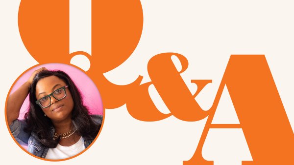 Kat Calvin's headshot in a Q&A graphic