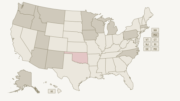 Interactive map where users can view information about each state's constitution