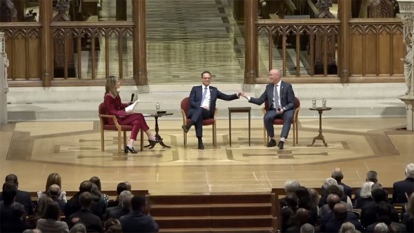 Panelists on stage at the Washington National Cathedral