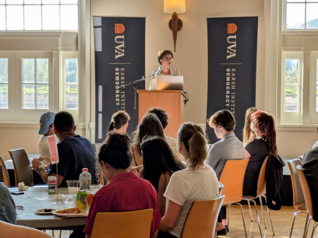 Melody Barnes welcoming the 2024-25 Student Dialogue Fellows