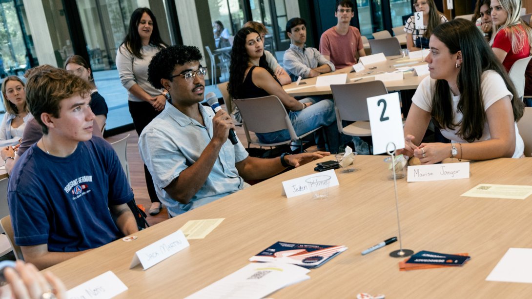 Students in discussion, as part of the Karsh Institute's Civic Cornerstone Fellowship