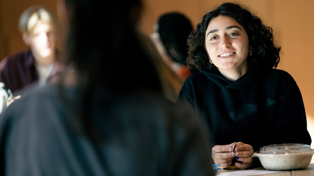 Student engaging in the Civic Cornerstone Fellowship conversations