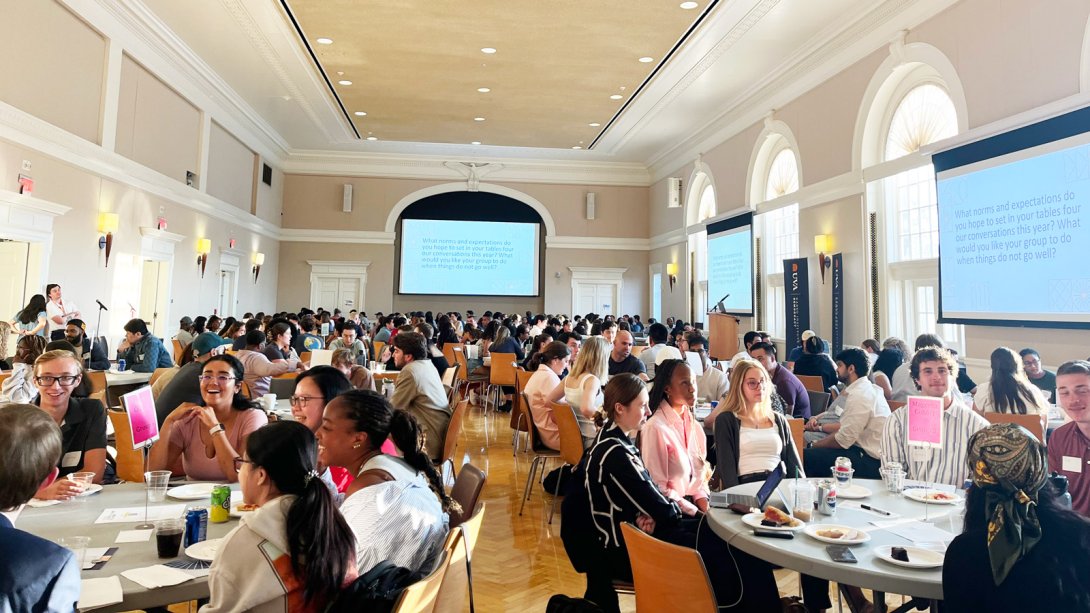 Students gathered during the first year of the Civic Cornerstone Fellowship at UVA