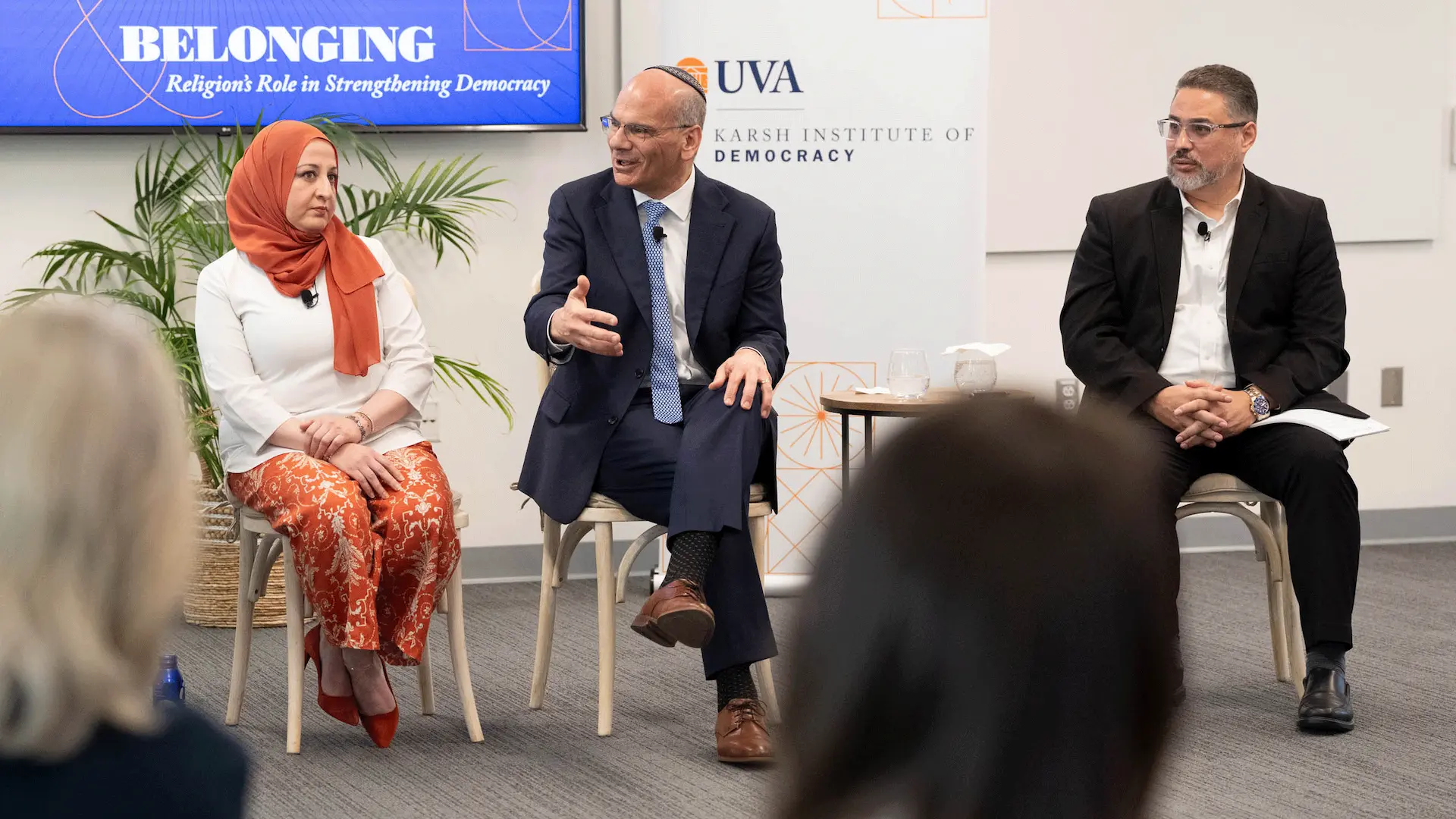 Speaker on stage at the Constitution Day: Free Elections and The Rule of Law event