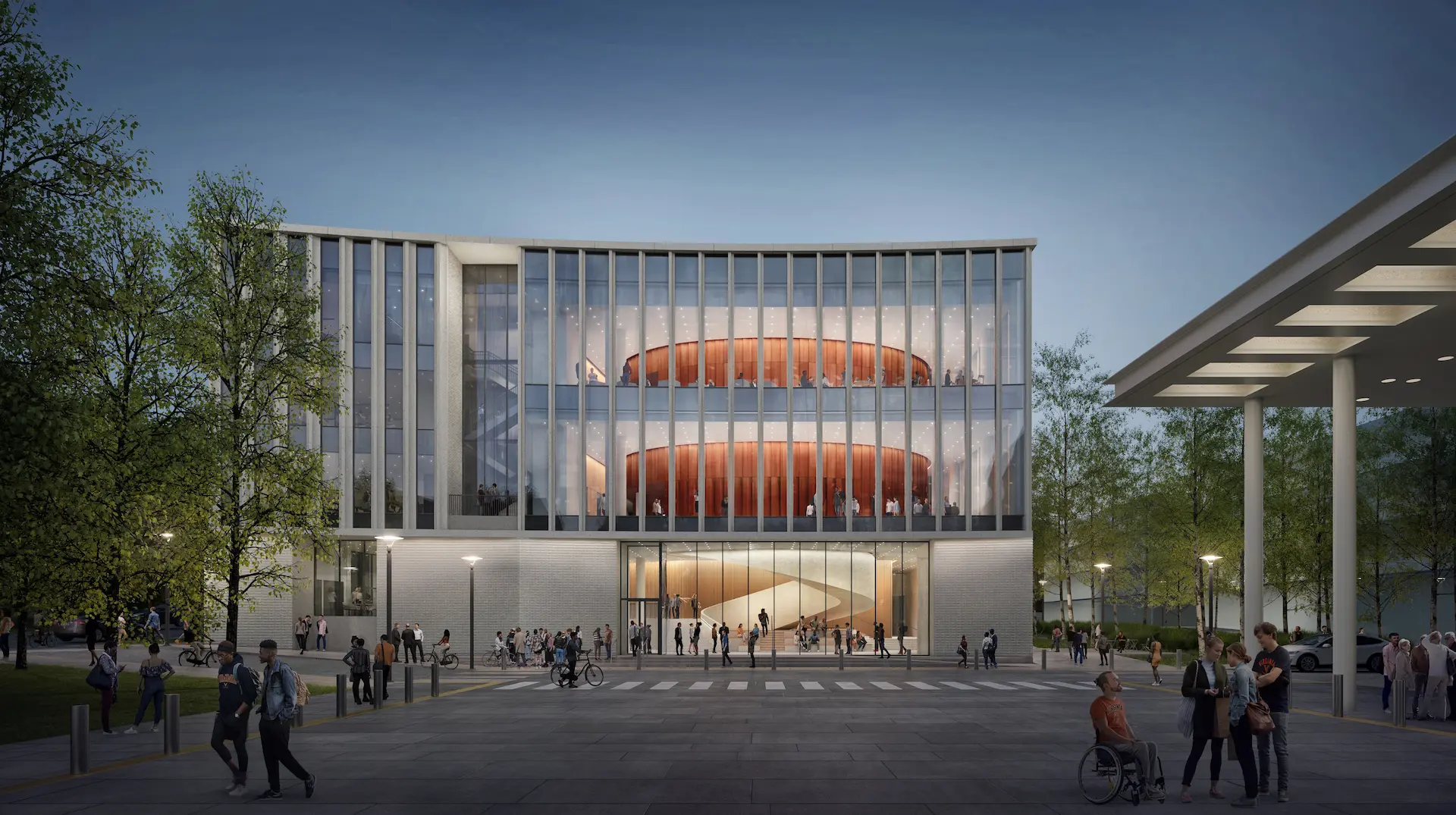 An architectural rendering of Karsh Institute’s new Emmet–Ivy Corridor home